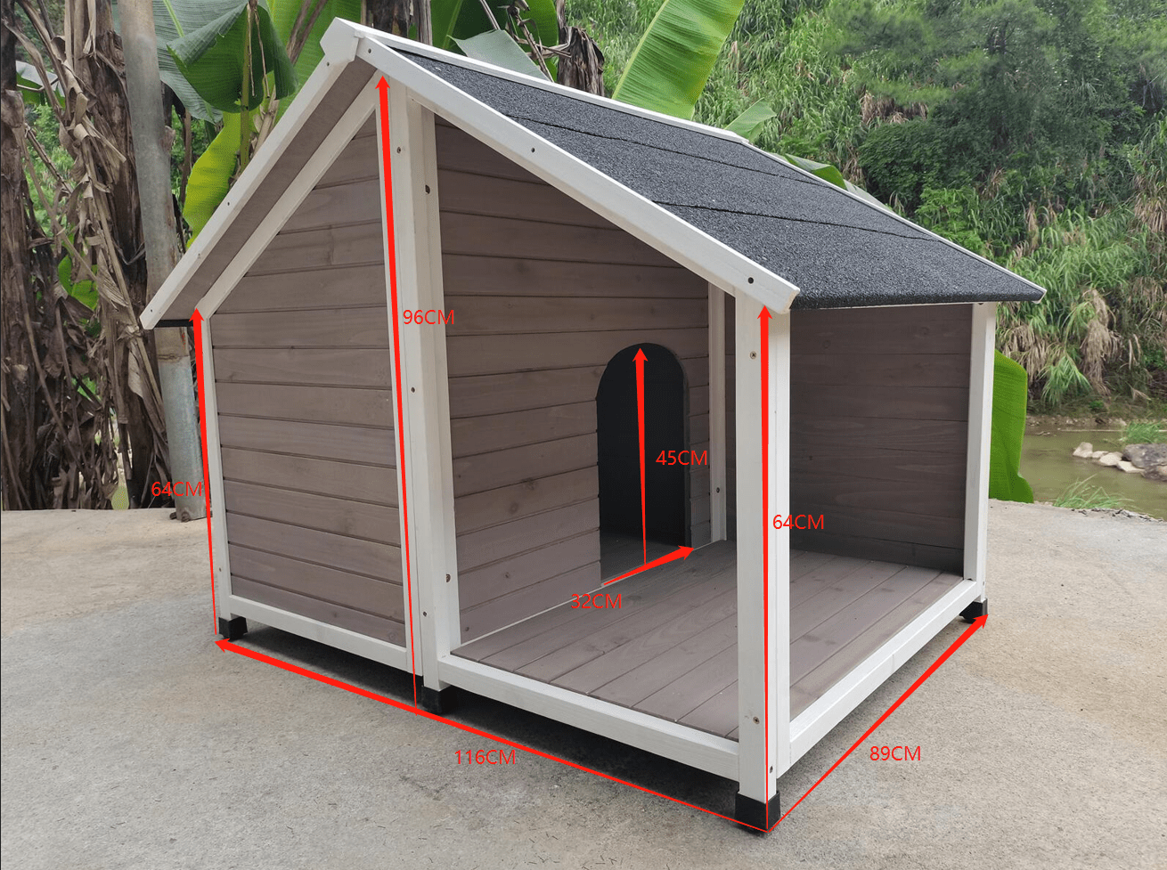 Large Timber Dog Wooden House 130x105x100cm Brown