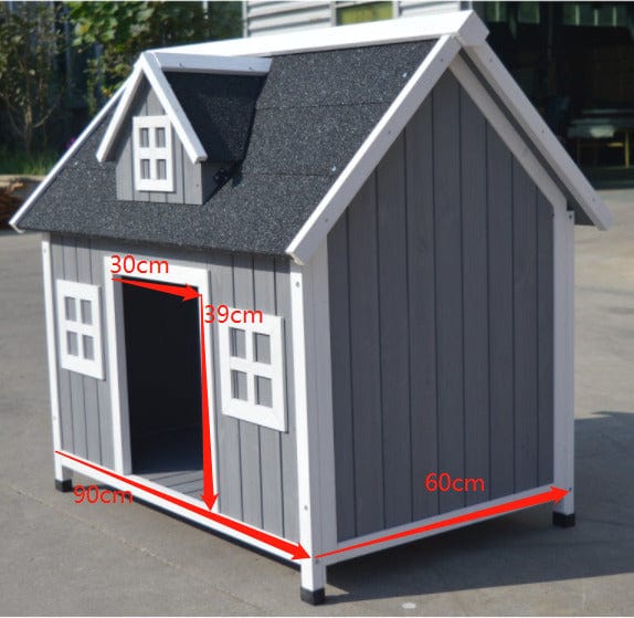 Large Timber Dog Wooden House - Grey