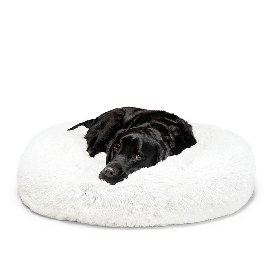 100 CM - Large Calming Dog Bed - White -
