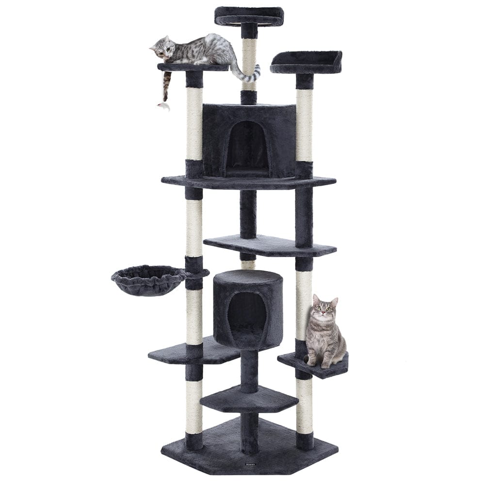 203cm Cat Tree Tower Scratching Post Scratcher Condo Trees House Bed Grey