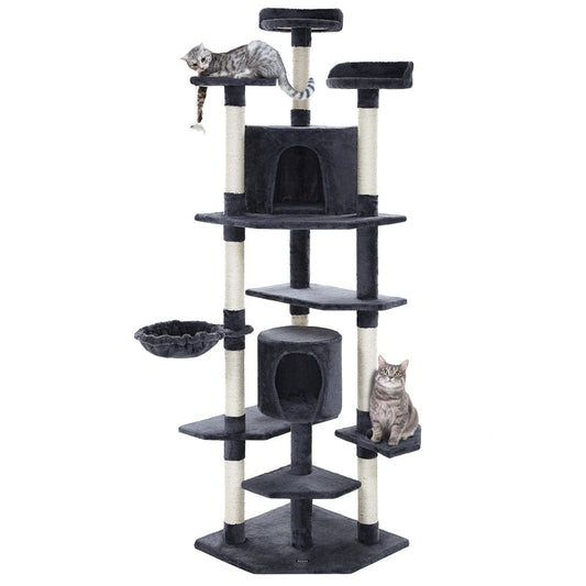 203cm Cat Tree Tower Scratching Post Scratcher Condo Trees House Bed Grey