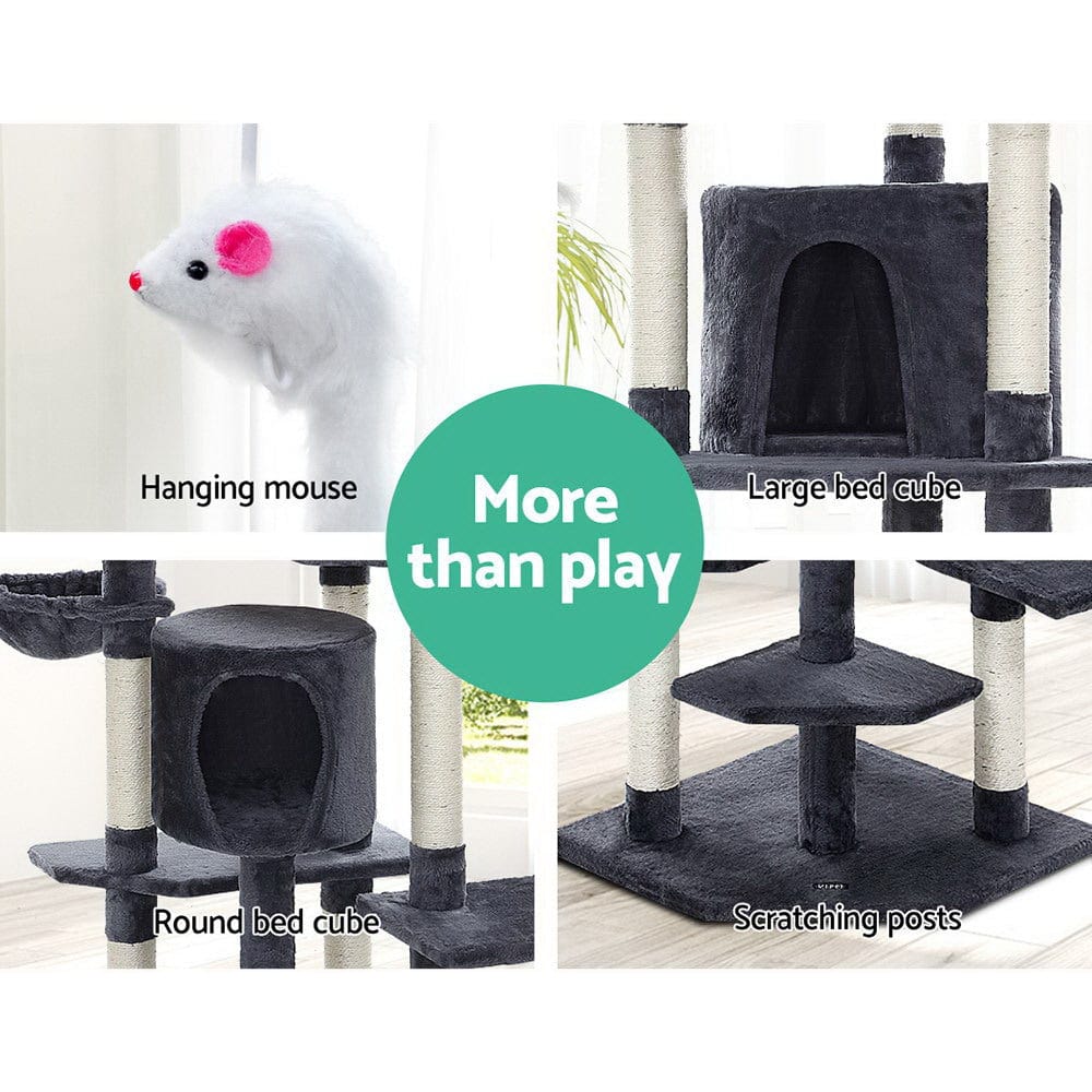203cm Cat Tree Tower Scratching Post Scratcher Condo Trees House Bed Grey