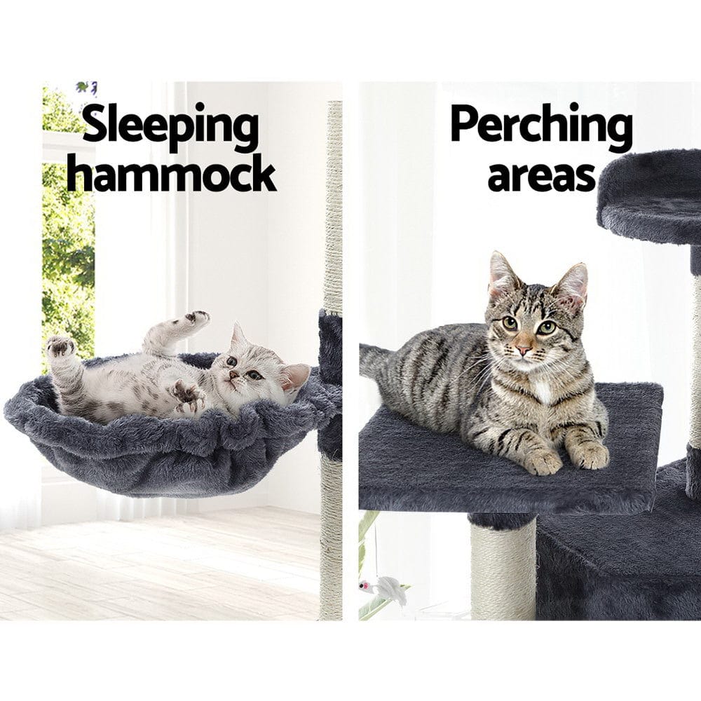 203cm Cat Tree Tower Scratching Post Scratcher Condo Trees House Bed Grey