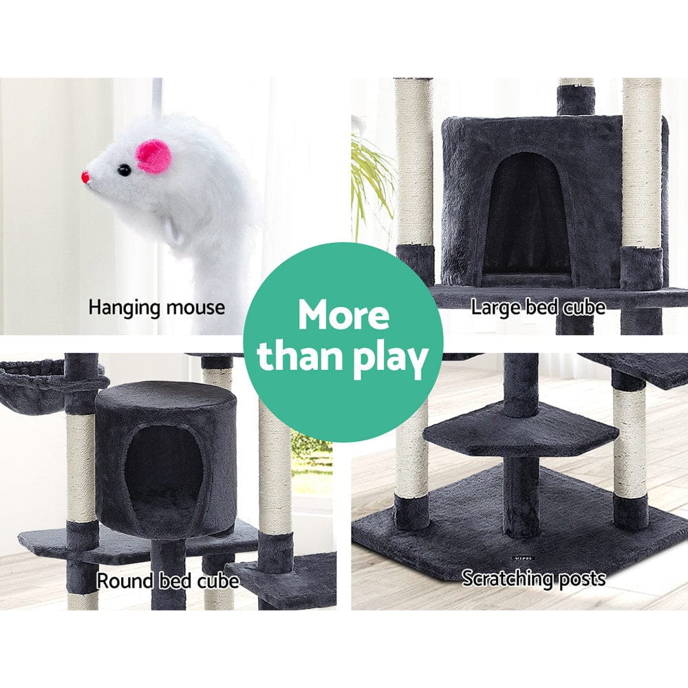203cm Cat Tree Tower Scratching Post Scratcher Condo Trees House Bed Grey