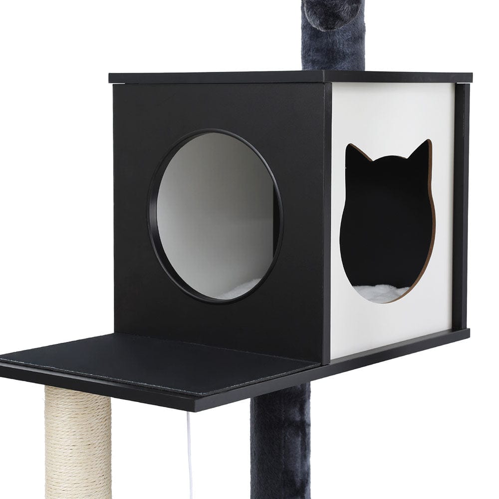 144cm Cat Tree Tower Scratching Post Scratcher Wood Bed Condo House Cabinet