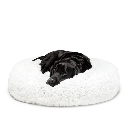 100 CM - Large Calming Dog Bed  - White -