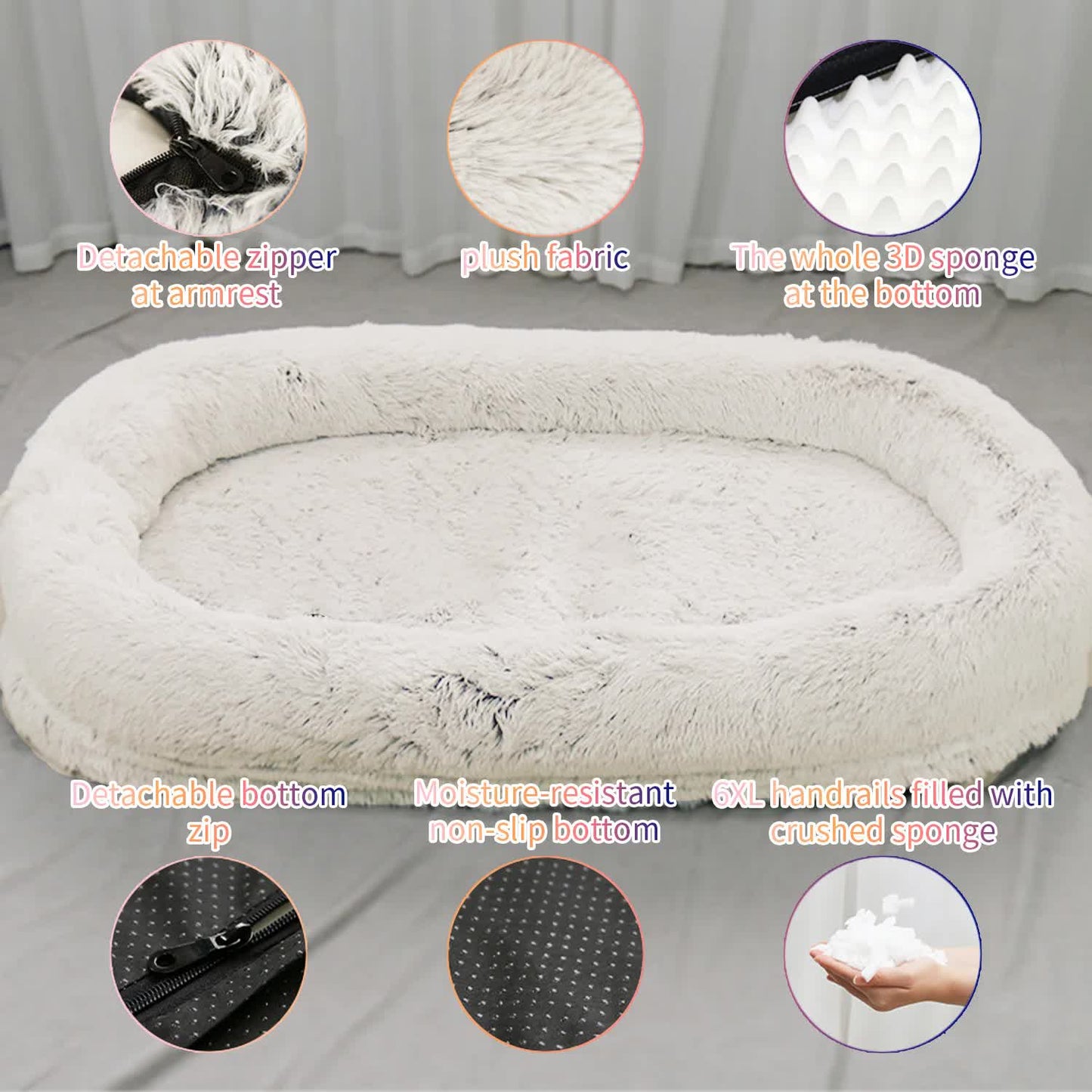 Anti-Anxiety Donut-Shaped bed (Beige Brown) Large 90*65*20cm